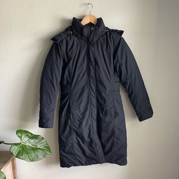 Marmot Chelsea 650 Fill Down Long Jacket in Black - Picture 2 of 11